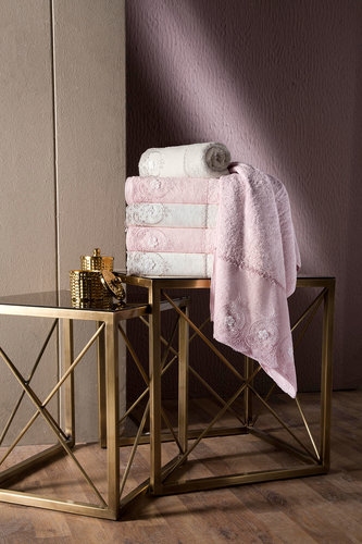 Полотенце для ванной в подарочной упаковке Pupilla ALVIN бамбуковая махра розовый 50х90, фото, фотография