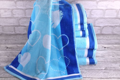 Набор полотенец для ванной 6 шт. Ozdilek LOVE STORY хлопковая махра голубой 70х140, фото, фотография