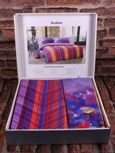 Постельное белье Ozdilek GRAND NORRIS хлопковый ранфорс лиловый евро, фото, фотография