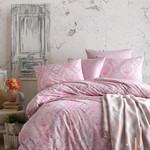 Постельное белье с пледом Istanbul Home Collection NADINE хлопковый ранфорс розовый евро, фото, фотография