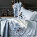 Набор в кроватку для новорожденных Pupilla BOB хлопковый сатин голубой, фото, фотография