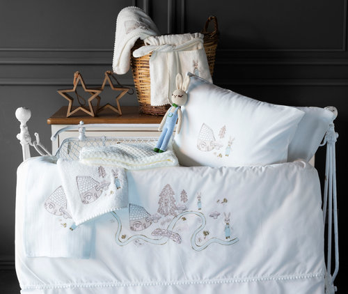 Набор в кроватку для новорожденных Pupilla TOFFEE хлопковый сатин кремовый, фото, фотография