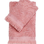 Подарочный набор полотенец для ванной 50х90, 70х140 Karna ESRA хлопковая махра розовый, фото, фотография