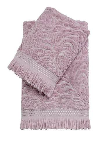 Подарочный набор полотенец для ванной 50х90, 70х140 Karna ESRA хлопковая махра грязно-розовый, фото, фотография