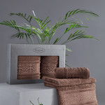 Подарочный набор полотенец для ванной 50х90, 70х140 Karna ARMOND махра бамбук/хлопок коричневый, фото, фотография