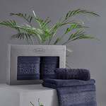 Подарочный набор полотенец для ванной 50х90, 70х140 Karna ARMOND махра бамбук/хлопок синий, фото, фотография