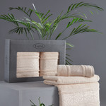 Подарочный набор полотенец для ванной 50х90, 70х140 Karna ARMOND махра бамбук/хлопок бежевый, фото, фотография