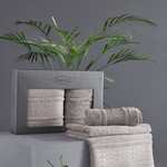 Подарочный набор полотенец для ванной 50х90, 70х140 Karna ARMOND махра бамбук/хлопок серый, фото, фотография
