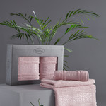 Подарочный набор полотенец для ванной 50х90, 70х140 Karna ARMOND махра бамбук/хлопок светло-лавандовый, фото, фотография