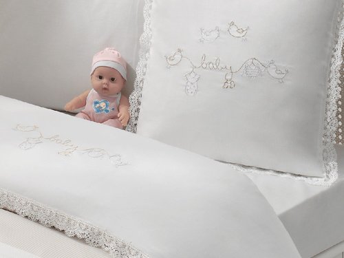 Постельное белье для новорожденных Tivolyo Home COUPLE BEBE хлопковый сатин делюкс бежевый, фото, фотография