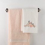 Подарочный набор полотенец для ванной 50х90, 70х140 Karna ELVIN хлопковая махра абрикосовый, фото, фотография