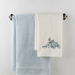 Подарочный набор полотенец для ванной 50х90, 70х140 Karna ELVIN хлопковая махра светло-голубой, фото, фотография