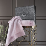 Подарочный набор полотенец для ванной 50х90, 70х140 Karna SIENA хлопковая махра грязно-розовый, фото, фотография