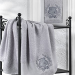 Полотенце для ванной в подарочной упаковке Karna DAVIS хлопковая махра серый 50х90, фото, фотография