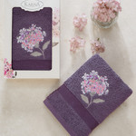 Полотенце для ванной в подарочной упаковке Karna OPAK хлопковая махра фиолетовый 50х90, фото, фотография