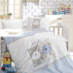 Постельное белье для новорожденных с пледом из велсофта Istanbul Home Collection FRIENDS синий, фото, фотография