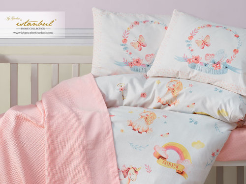 Постельное белье для новорожденных с пледом из велсофта Istanbul Home Collection UNICORN, фото, фотография