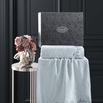 Подарочный набор полотенец для ванной 50х90, 70х140 Karna VALOR хлопковая махра ментол, фото, фотография