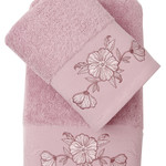 Подарочный набор полотенец для ванной 50х90, 70х140 Karna MIRA хлопковая махра грязно-розовый, фото, фотография