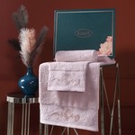 Подарочный набор полотенец для ванной 50х90, 70х140 Karna MIRA хлопковая махра пудра, фото, фотография