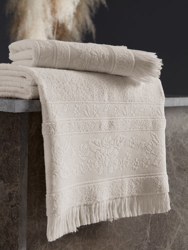 Полотенце для ванной Karna LORA хлопковая махра кремовый 70х140, фото, фотография