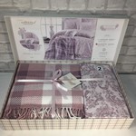 Постельное белье с пледом Istanbul Home Collection SQUART хлопковый ранфорс сливовый евро, фото, фотография