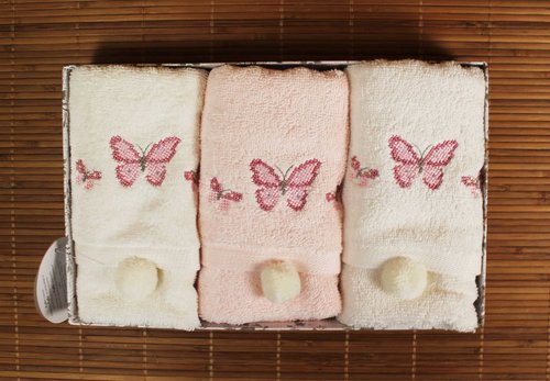 Подарочный набор полотенец-салфеток 3 шт. Pupilla SILA POPON хлопковая махра, фото, фотография