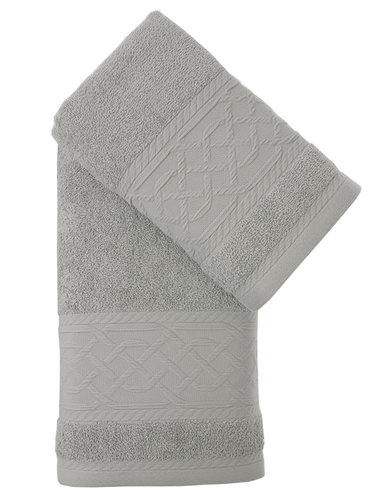 Подарочный набор полотенец для ванной 50х90, 70х140 Karna GRAVIT хлопковая махра серый, фото, фотография