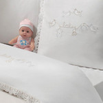 Постельное белье для новорожденных с пледом-пике Tivolyo Home COUPLE BEBE хлопковый сатин делюкс бежевый, фото, фотография