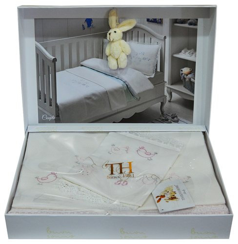 Постельное белье для новорожденных с пледом-пике Tivolyo Home COUPLE BEBE хлопковый сатин делюкс бежевый, фото, фотография