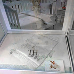 Постельное белье для новорожденных с пледом-пике Tivolyo Home STORK BEBE хлопковый сатин делюкс голубой, фото, фотография