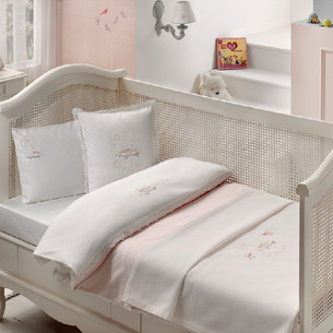 Постельное белье для новорожденных Tivolyo Home HAPPY BEBE хлопковый сатин делюкс розовый
