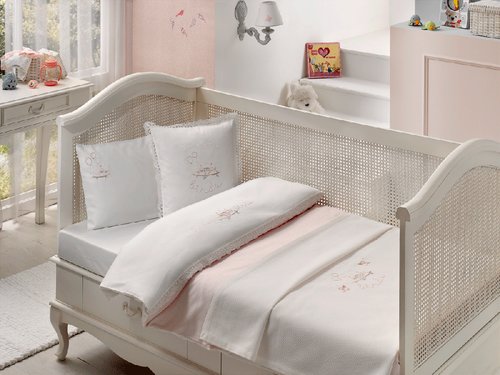 Постельное белье для новорожденных Tivolyo Home HAPPY BEBE хлопковый сатин делюкс розовый, фото, фотография