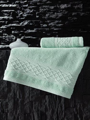 Полотенце для ванной Karna GRAVIT хлопковая махра зелёный 50х90, фото, фотография