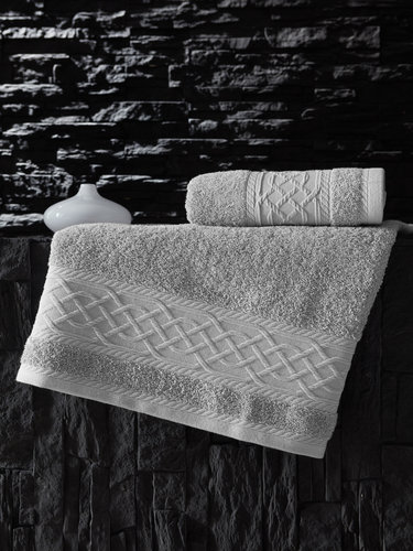 Полотенце для ванной Karna GRAVIT хлопковая махра серый 70х140, фото, фотография