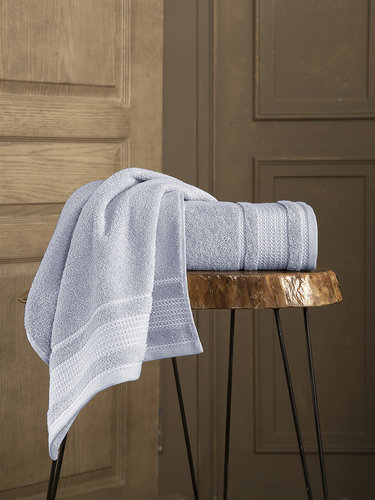 Полотенце для ванной Karna LADIN хлопковая махра серый 50х90, фото, фотография