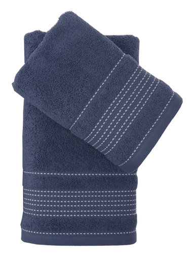 Полотенце для ванной Karna LADIN хлопковая махра индиго 50х90, фото, фотография
