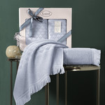 Подарочный набор полотенец для ванной 50х90, 70х140 Karna MONARD бамбуковая махра светло-серый, фото, фотография