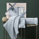 Подарочный набор полотенец для ванной 50х90, 70х140 Karna MONARD бамбуковая махра ментол, фото, фотография