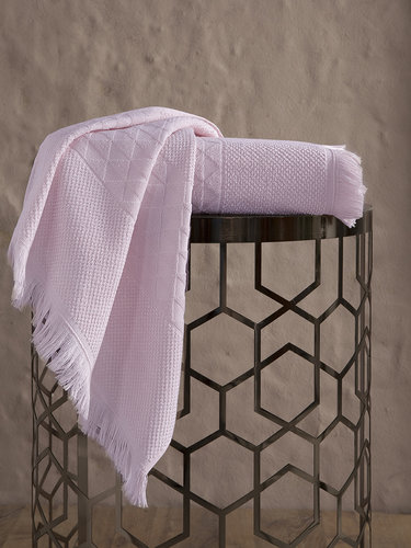 Полотенце для ванной Karna MONARD бамбуковая махра пудра 50х90, фото, фотография