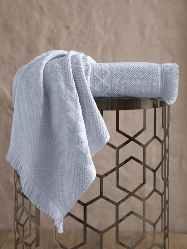 Полотенце для ванной Karna MONARD бамбуковая махра светло-серый 70х140, фото, фотография