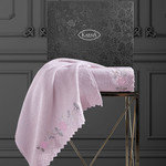 Подарочный набор полотенец для ванной 50х90, 70х140 Karna AMORA хлопковая махра розовый, фото, фотография
