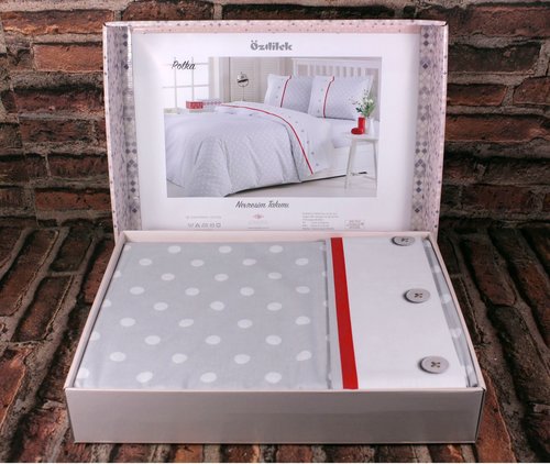 Постельное белье Ozdilek RANFORCE POLKA хлопковый ранфорс серый 1,5 спальный, фото, фотография