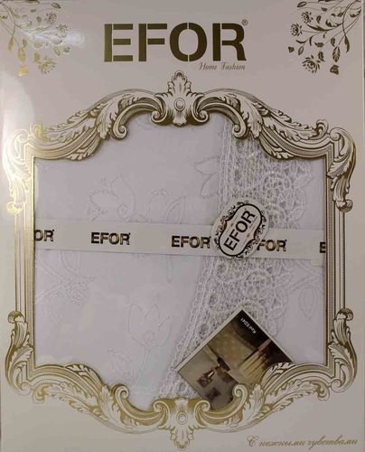 Скатерть овальная Efor KDK жаккард белый 160х220, фото, фотография