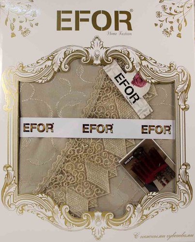 Скатерть круглая Efor KDK жаккард капучино D=160, фото, фотография