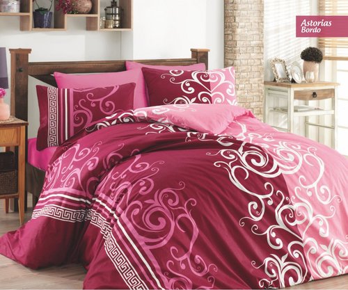 Постельное белье Ecosse RANFORCE ASTORIAS хлопковый ранфорс бордовый 1,5 спальный, фото, фотография