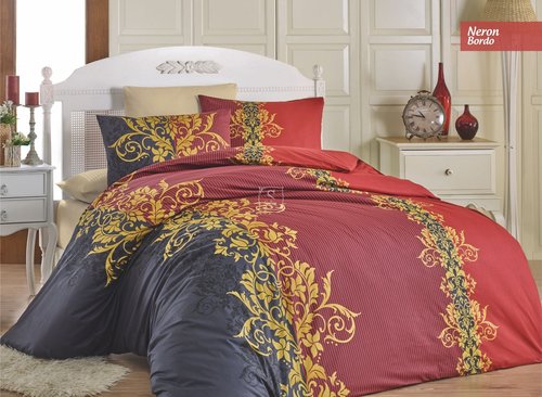 Постельное белье Ecosse RANFORCE NERON хлопковый ранфорс бордовый 1,5 спальный, фото, фотография