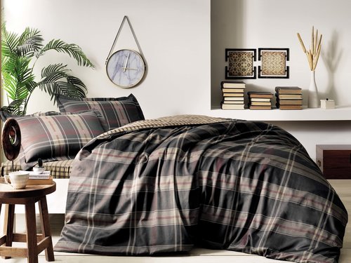 Постельное белье TAC HAPPY DAYS FELICITY хлопковый сатин коричневый евро, фото, фотография