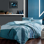 Комплект подросткового постельного белья TAC ATLANTIS хлопковый ранфорс голубой евро, фото, фотография