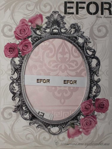 Скатерть прямоугольная Efor SAFIR жаккард розовый 160х220, фото, фотография